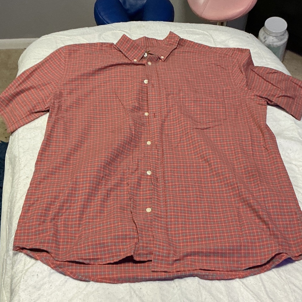 The Foundry Supply Co. Men's Red Plaid Short-Sleeve Button-Down sz XLT. 0838